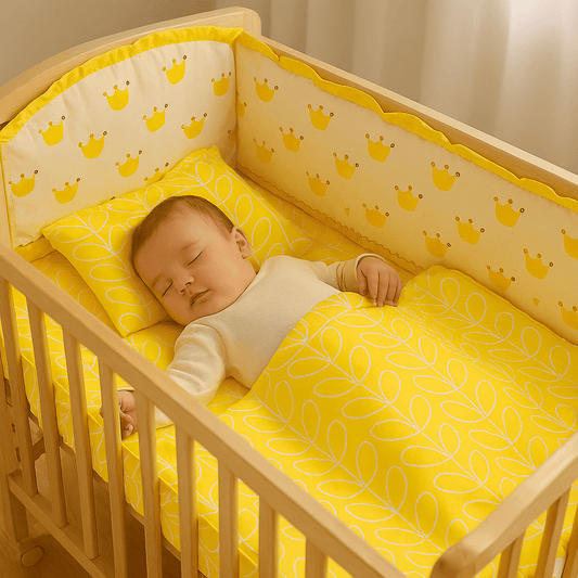 tour-de-lit-fond-blanc-avec-motif-courones-jaune-bebe-endormit-reveenclos