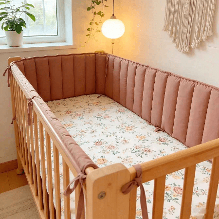 tour-de-lit-rose-berceau-bois-drap-fleuri-chambre-cosy-douce-veillance