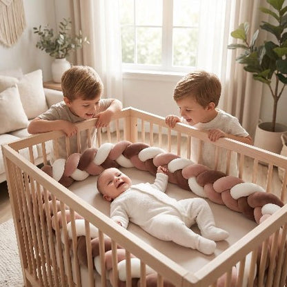 tour-de-lit-tresse-3m-pastel-bebe-berceau-bois-lumiere-douce-enfants-observent-scene-familialenoue-serenite