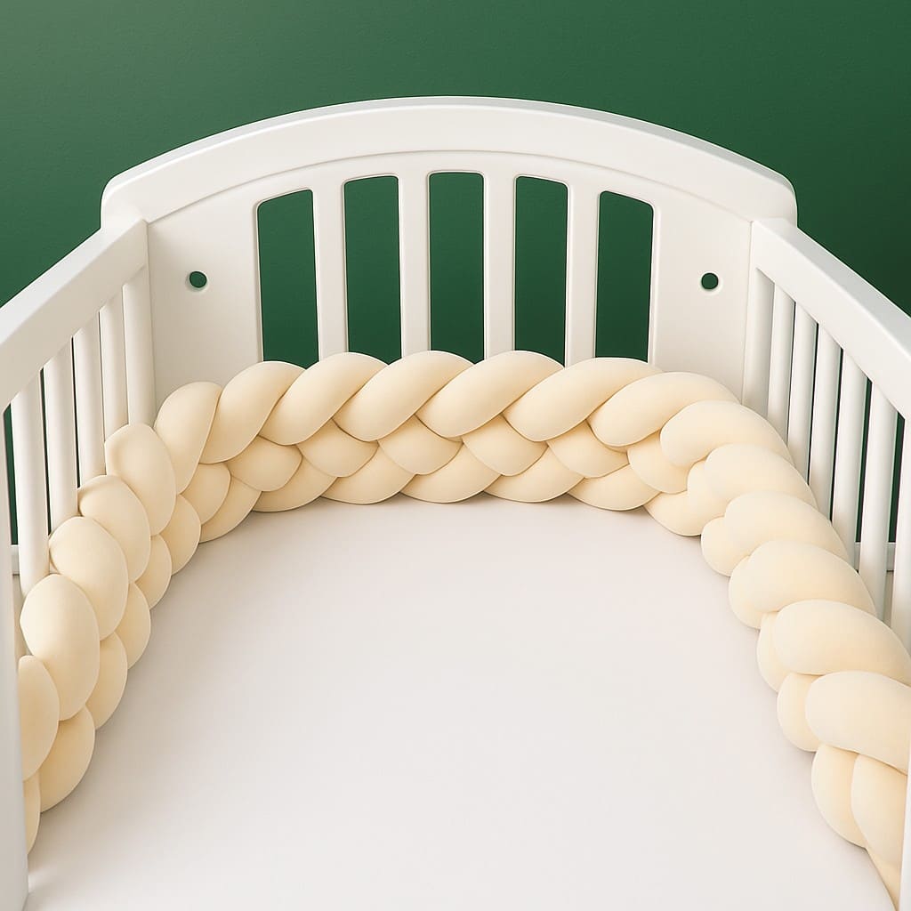 tresse-de-lit-3m-4-brins-natte-avec-quatres-brins-dans-berceau-fond-vert-douceur-bebe