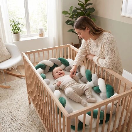 tresse-de-lit-3m-bebe-berceau-bois-tresse-verte-grise-blanche-maman-confort-cordon-veloute