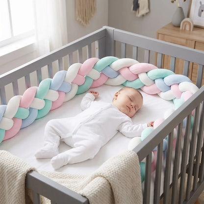 tresse-de-lit-3m-bebe-endormi-nid-pastel-rose-bleu-vert-confort-berceau-vent-douillet
