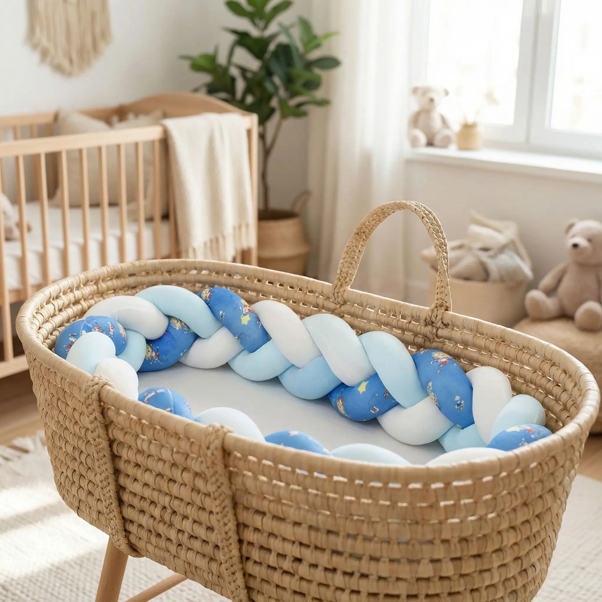 tresse-de-lit-3m-bleu-blanc-imprime-nid-securise-petale-de-nuage