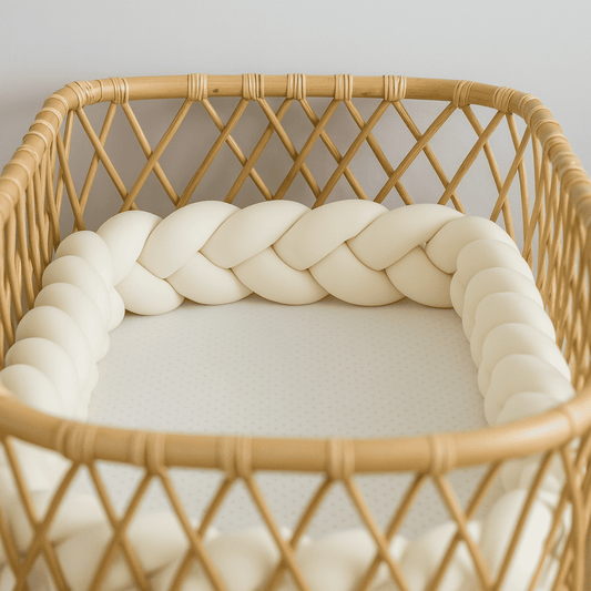 tresse de lit 3m de couleur blanc lait inatalle dans lit tisse nidrespire