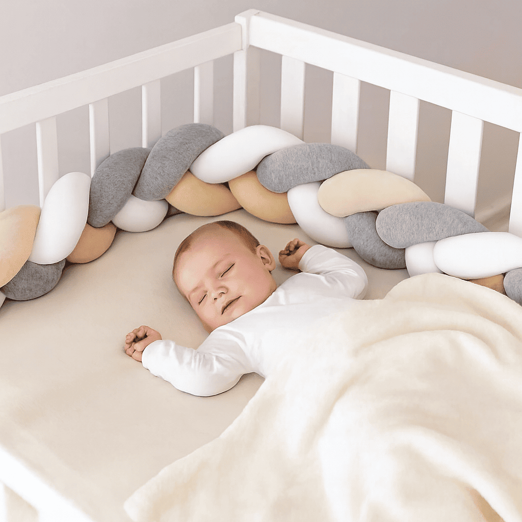 tresse-de-lit-3m-gris-beige-blanc-bebe-endormi-nurserie-brise-miel