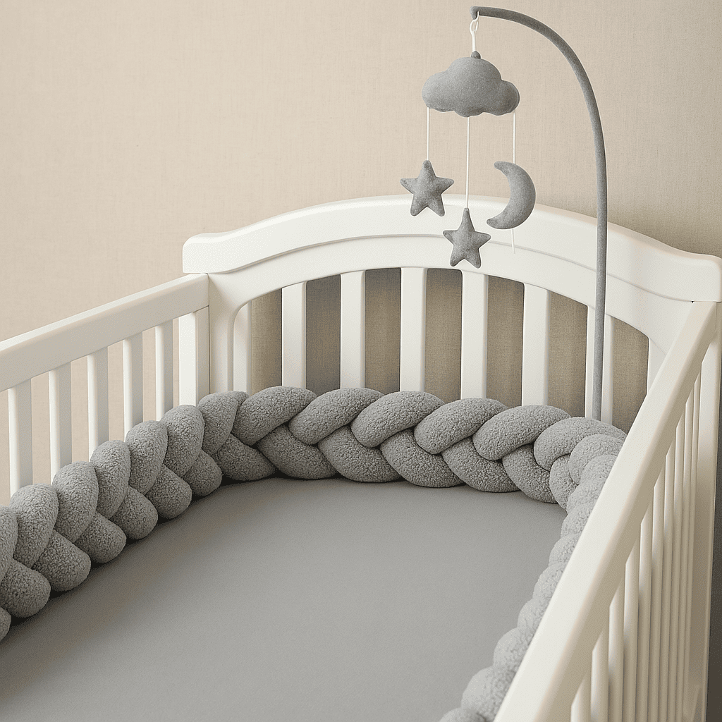 tresse-de-lit-3m-gris-brillant-extensible-dans-berceau-mou