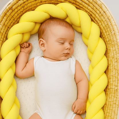 tresse-de-lit-3m-jaune-couffin-bebe-endormi-confort-securite-douceur-bouclier-bebe