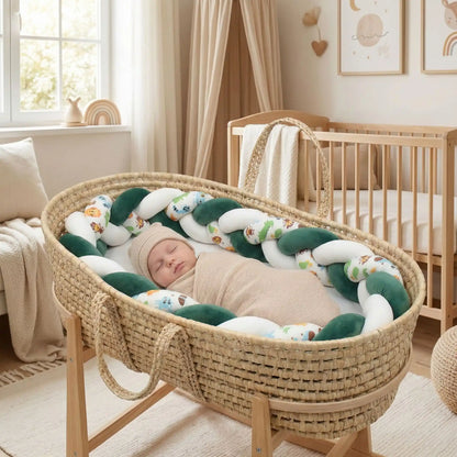 tresse-de-lit-3m-vert-blanc-dessin-couffin-bebe-endormi-petale-de-nuage
