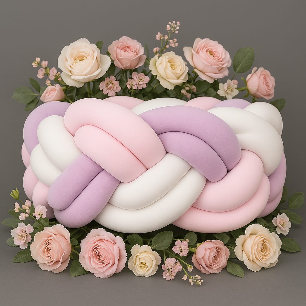 tresse-de-lit-3m-violet-blanc-rose-avec-fleurs-a-cote-pastel
