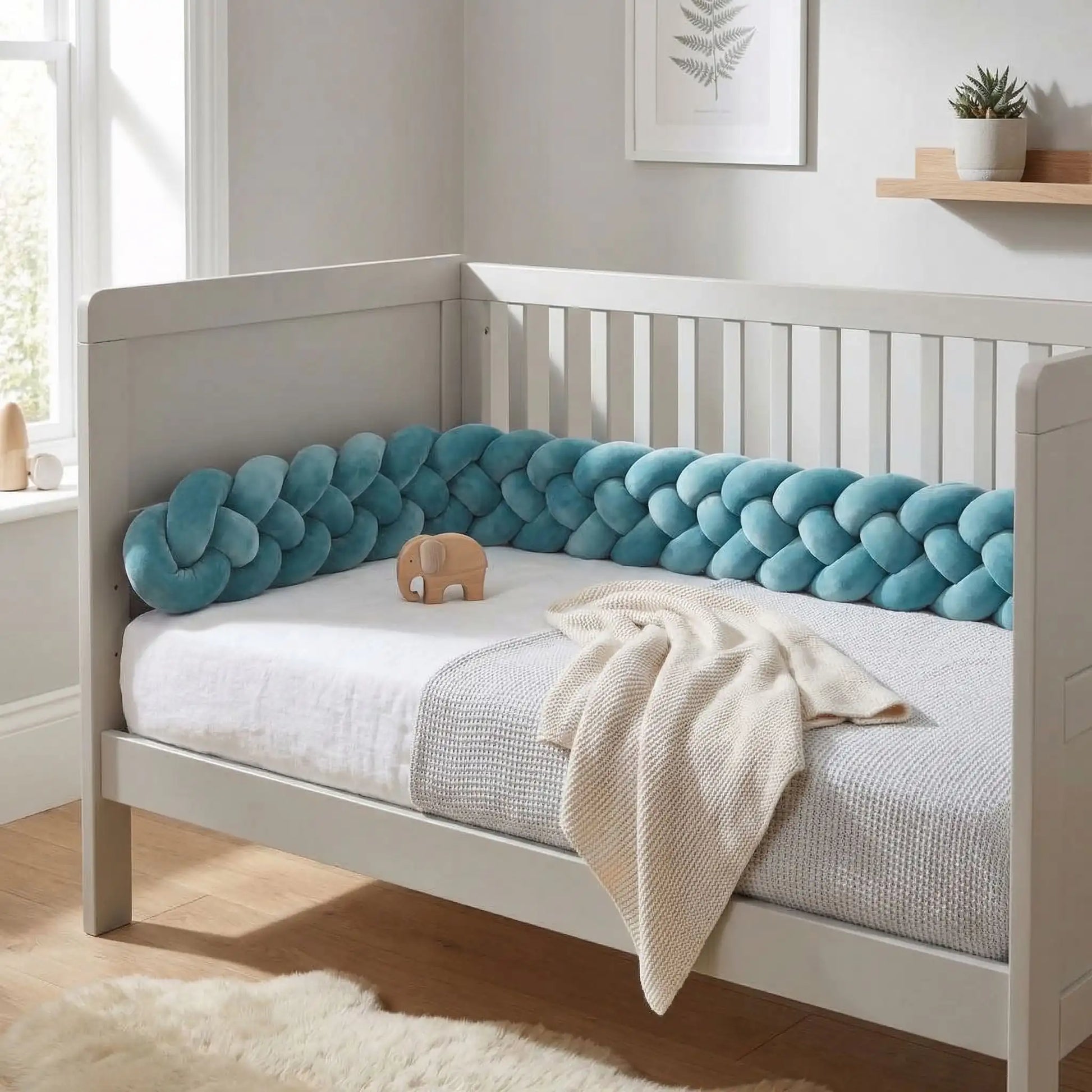 tresse-de-lit-4-brins-coussin-turquoise-dans-berceau-brise-miel