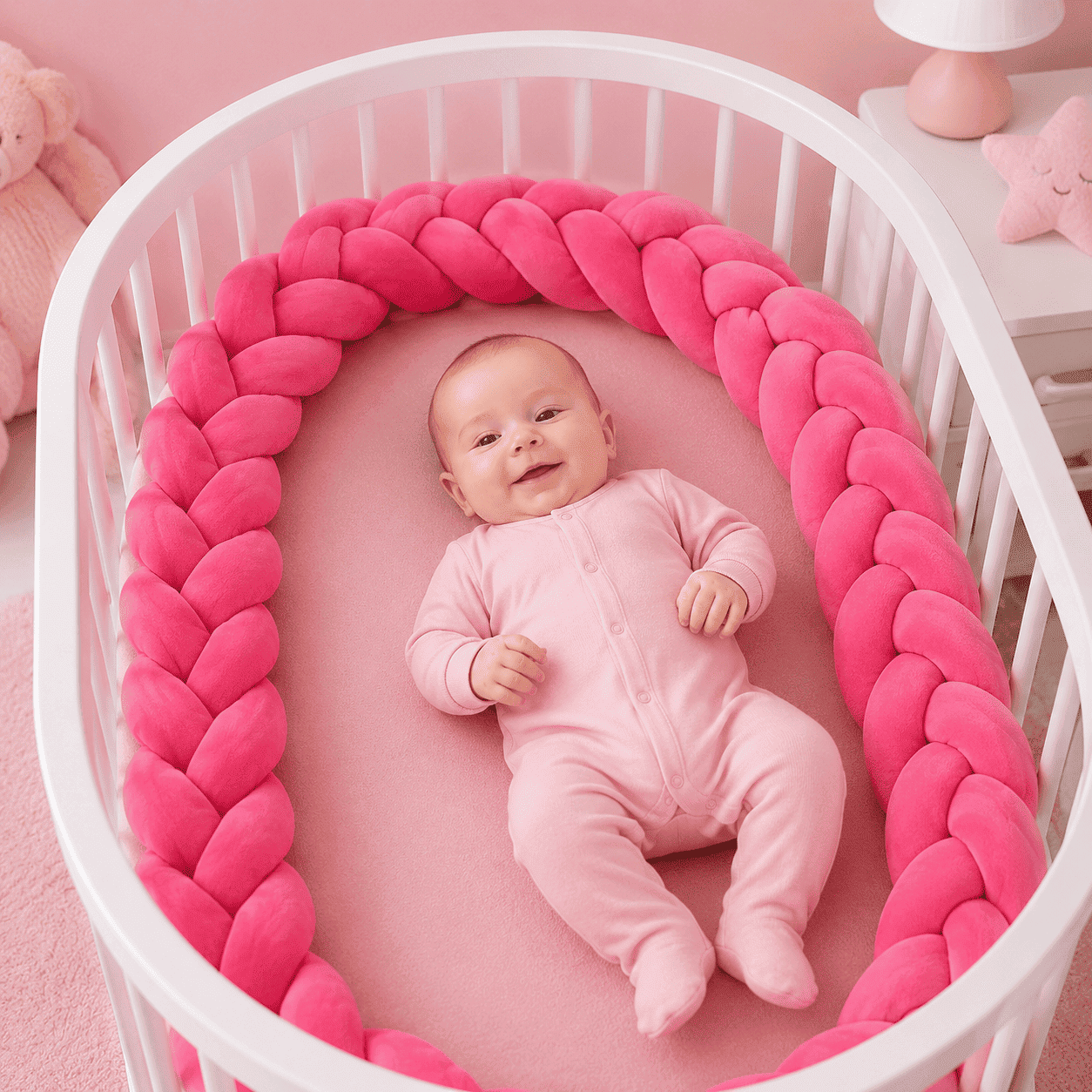 tresse-de-lit-4m-bebe-berceau-blanc-tresse-rose-matelas-rose-nursery-douceur-bebesomm