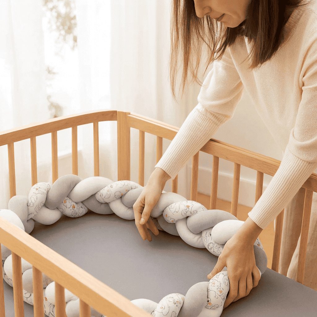 tresse-de-lit-4m-blanc-gris-imprime-animaux-installation-berceau-bois-nurserie-douceur-nid-serenite