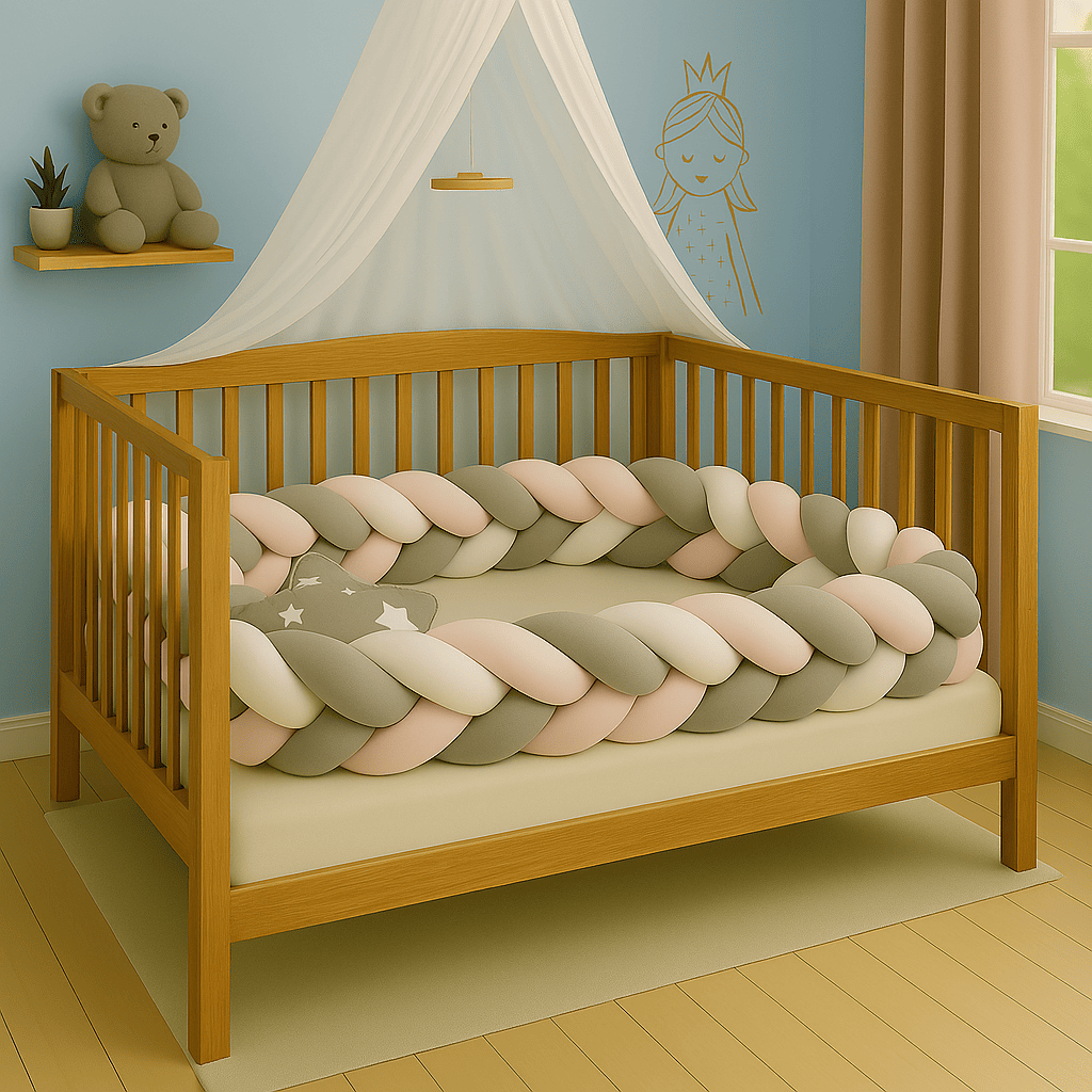 tresse-de-lit-4m-rose-blanc-gris-dans-berceau-en-bois-Berceuse