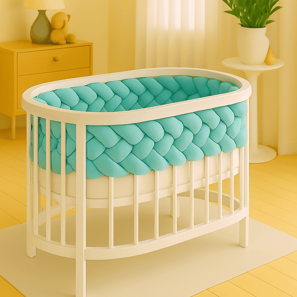 tresse-de-lit-5m-bleue-dans-lit-ovale-blanc-nurserie-lumineuse-et-bois-clair-envol-securise