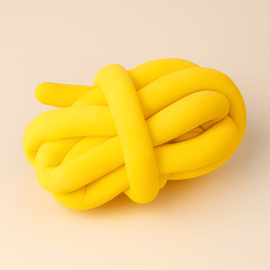 tresse-de-lit-5m-jaune-en-noeud-douce-fond-beige-coussin-plush-confort-assure