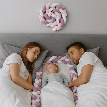 tresse-de-lit-bebe-3m-violet-rose-blanc-placee-dans-un-grand-lit-parents-et-bebe-tous-sereins-bebecocon