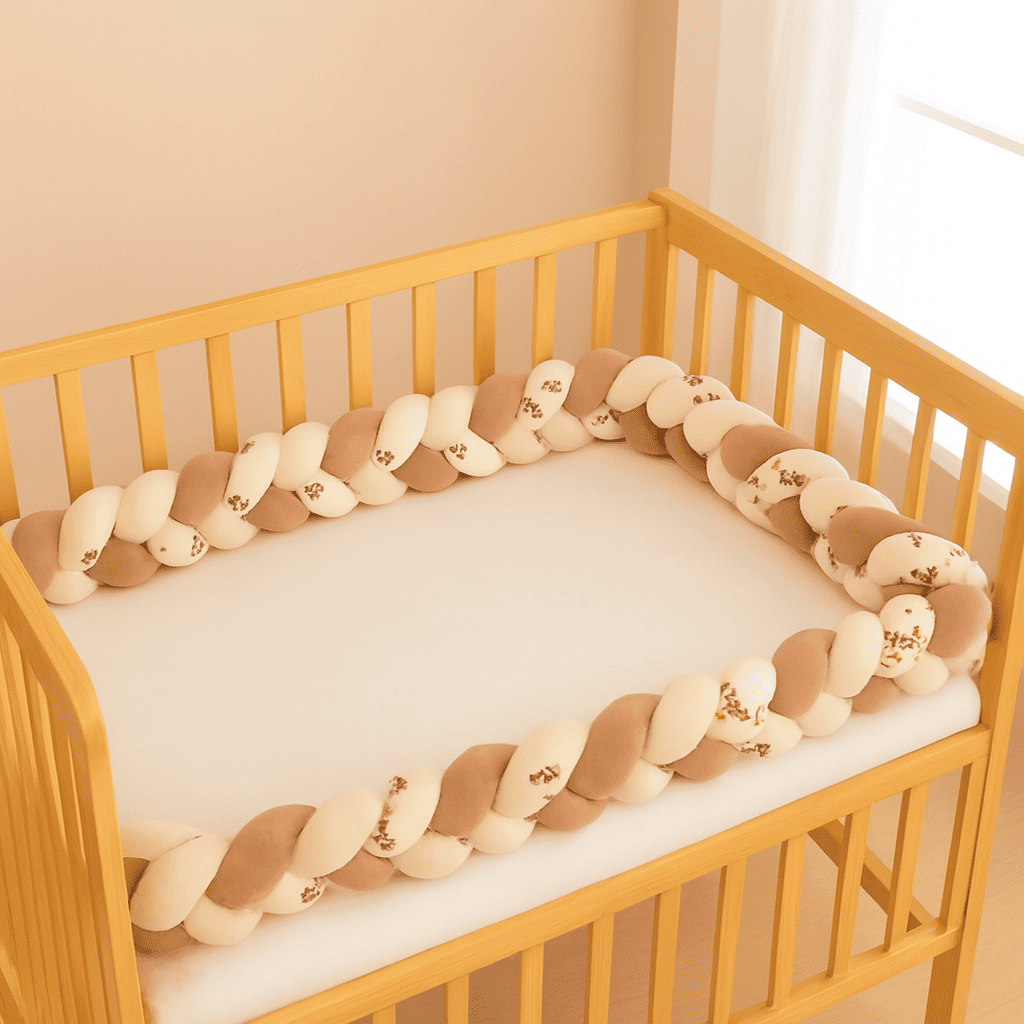 tresse-de-lit-bebe-beige-motif-dans-berceau-chambre-douce-plume-de-reve