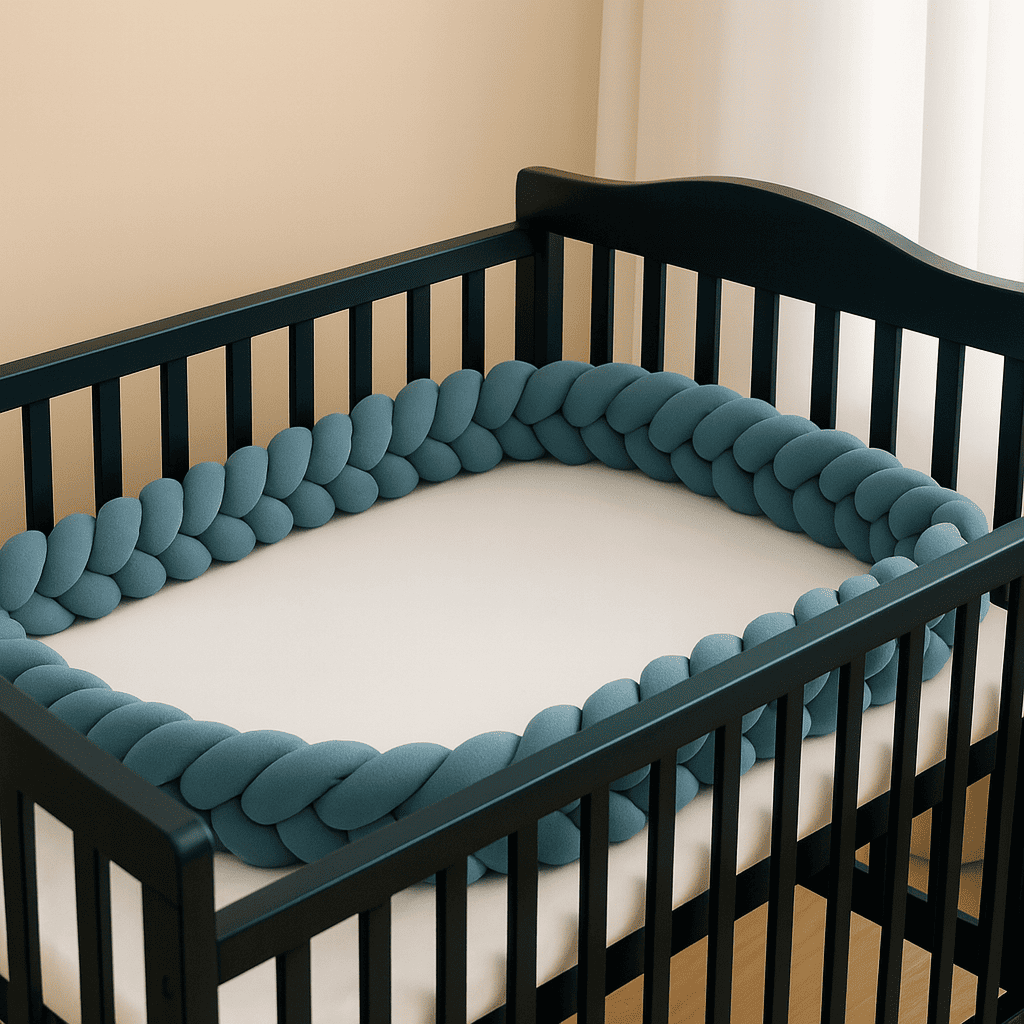 tresse-de-lit-bebe-bleu-canard-dans-berceau-noir-nuage-velours