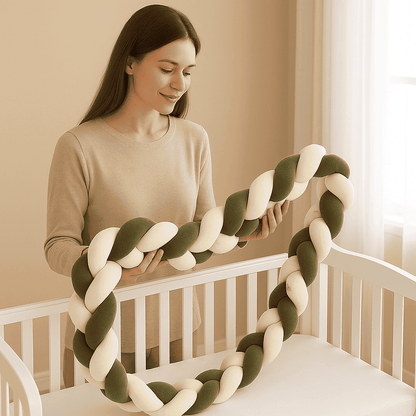 tresse-de-lit-bebe-coussin-vert-blanc-decoration-securite-reve-couleur