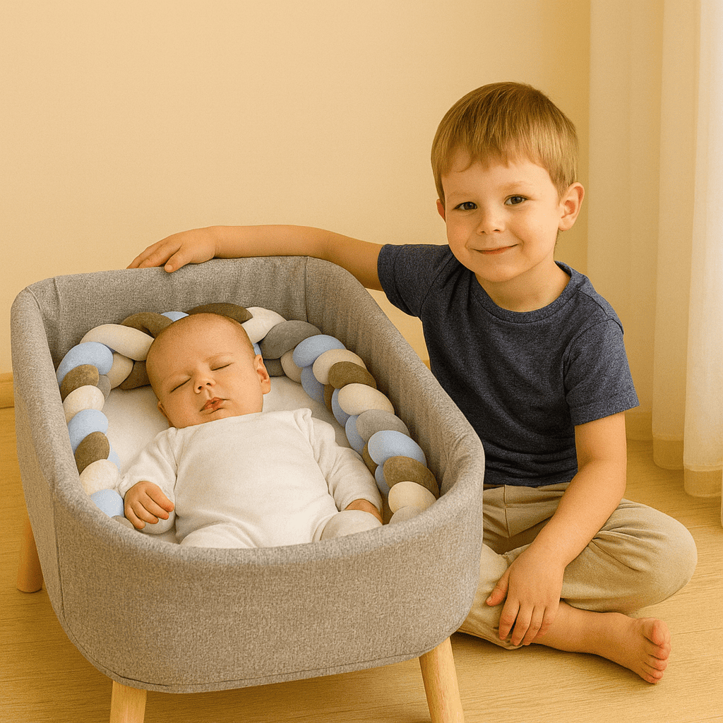 tresse-de-lit-bebe-endormi-avec-tresse-pastel-et-grand-frere-attentionne-douce-nuit