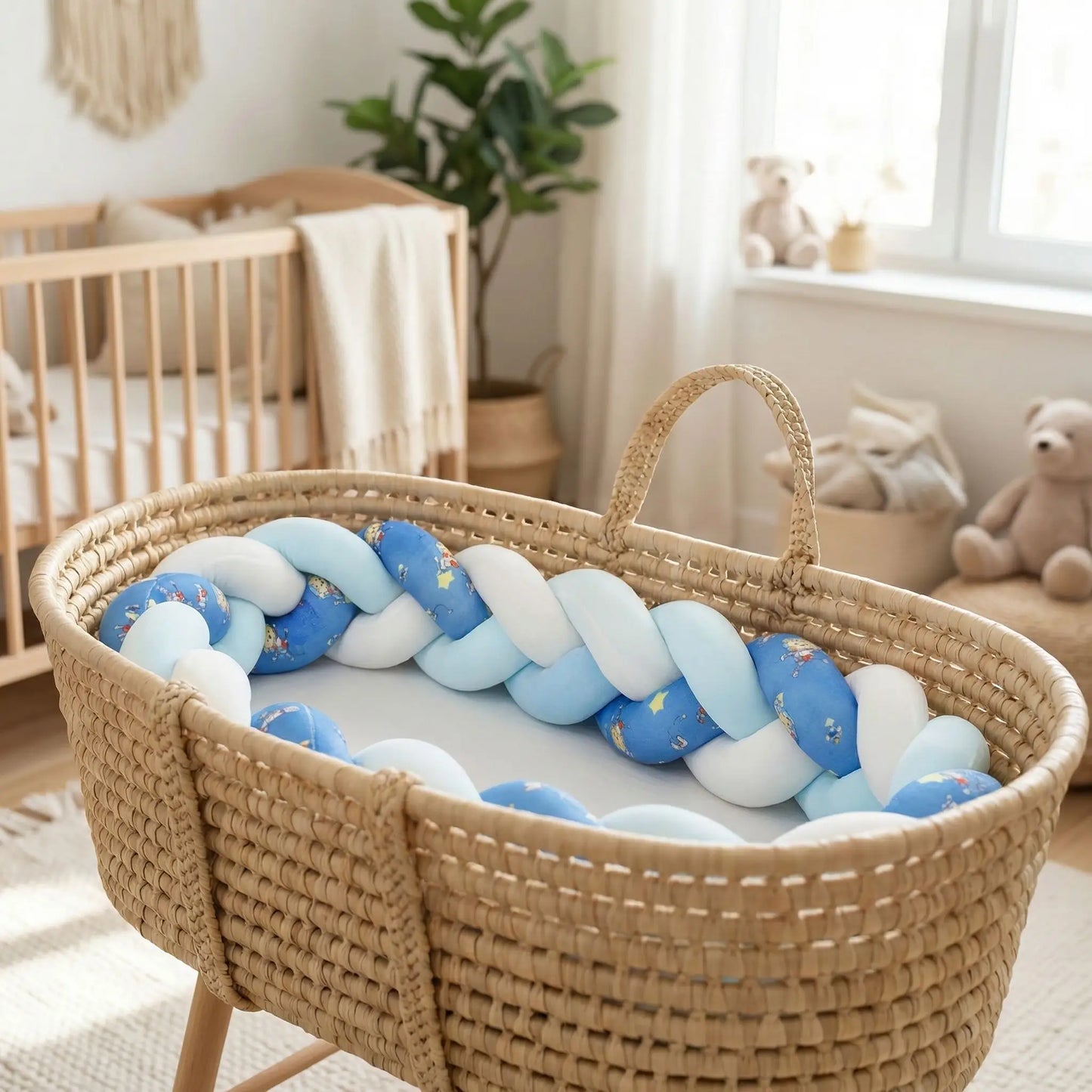 tresse-de-lit-bebe-panier-moses-bleu-blanc-imprime-nid-securise-reve-feutre