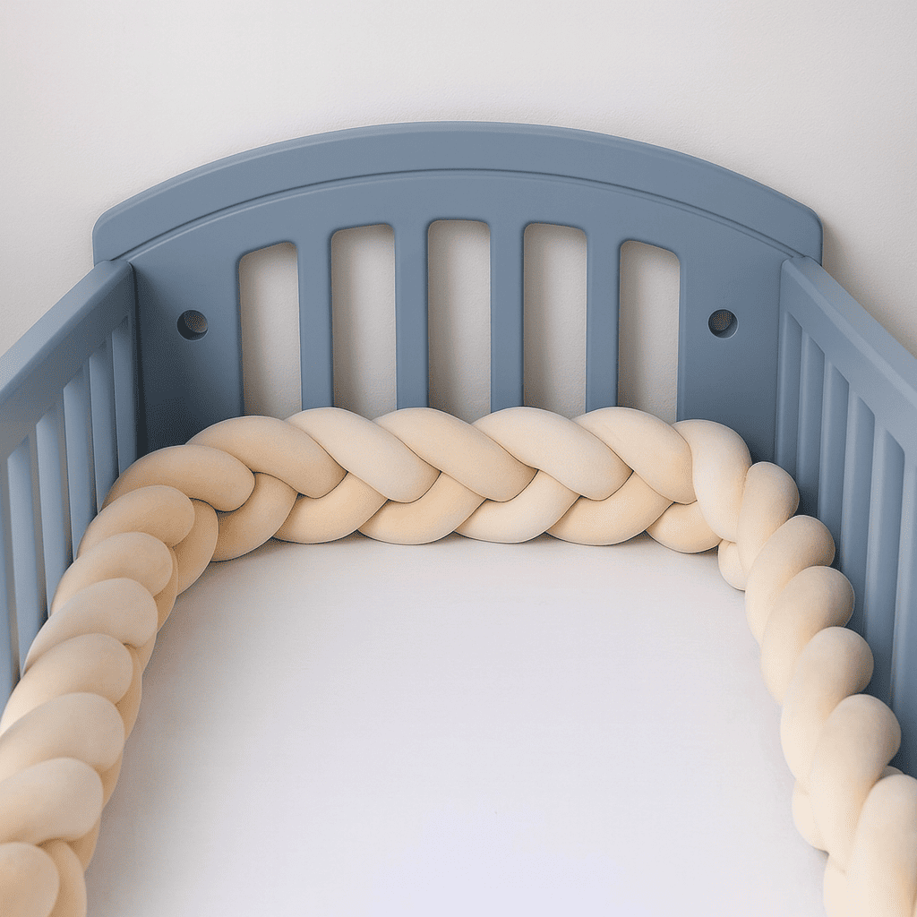 tresse-de-lit-beige-berceau-bleu-securite-bebe-nurserie-nidbeige
