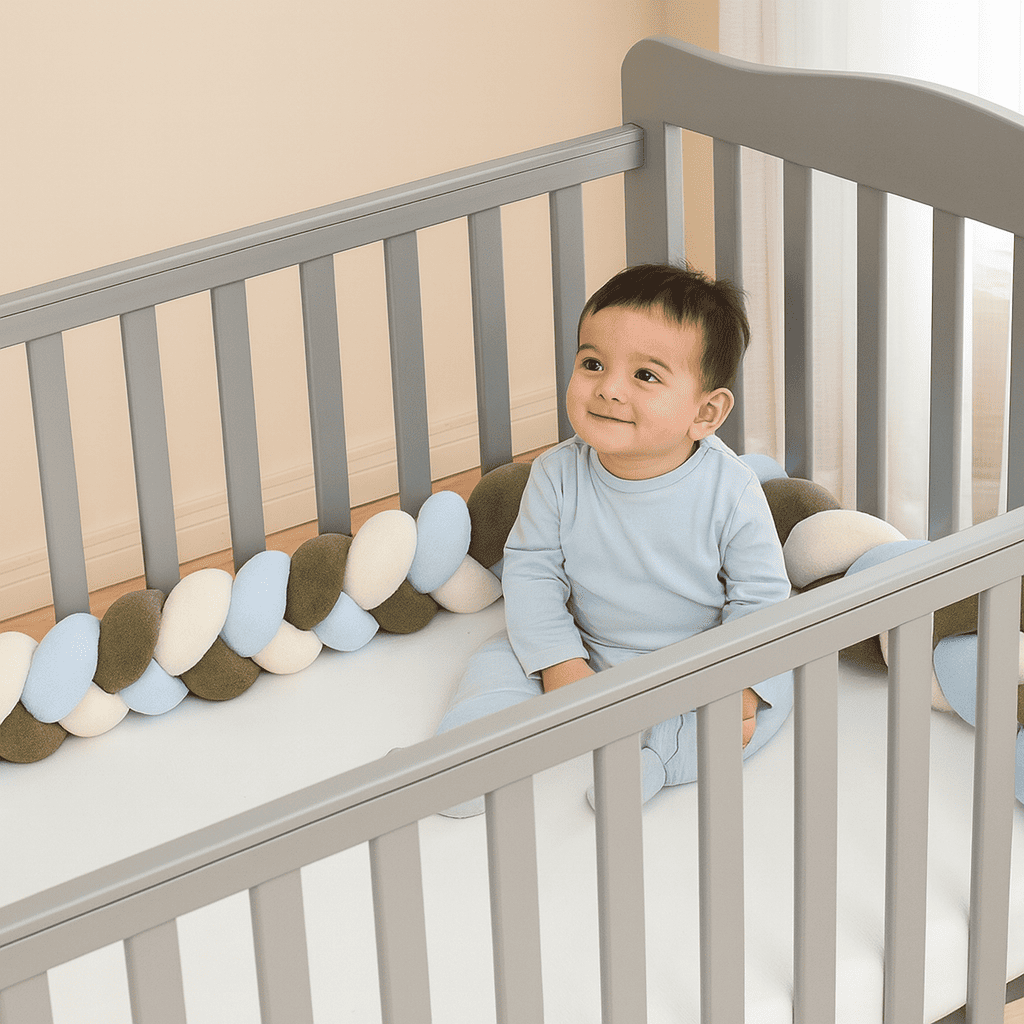 tresse-de-lit-coloriee-dans-lit-bebe-gris-avec-enfant-assis-douce-nuit