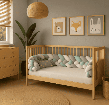 tresse-de-lit-gris-blanc-vert-dans-berceau-en-bois-tresselune