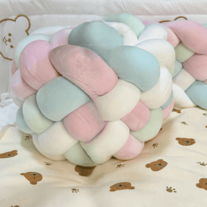 tresse-de-lit-pastel-rose-bleu-vert-blanc-ours-literie-nurserie-enroule-doux-coton