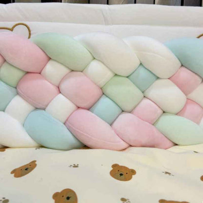 tresse-de-lit-protection-bebe-pastel-rose-bleu-vert-blanc-douceur-nid-securite-doux-coton