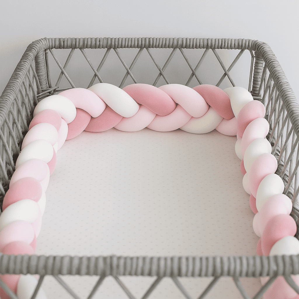 tresse-de-lit-quatres-metres-rose-clair-blanc-vieux-rose-dans-un-berceau-tisse-de_couleur-gris-revenid