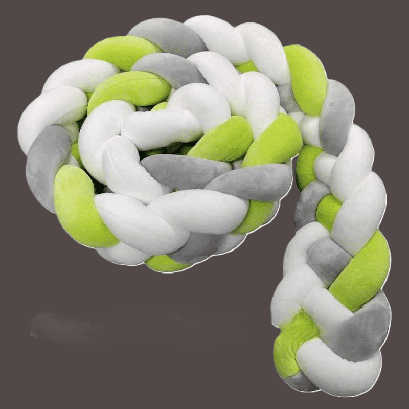 tresse-de-lit-tissee-avec-quatres-brins-de-couleur-blanche-vert-citron-gris-sur-fond-gris-douceur