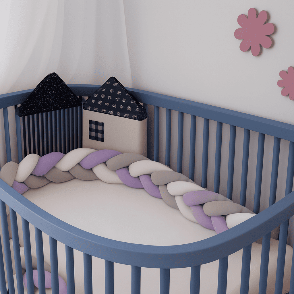 tresse-de-lit-trois-metres-de-couleur-violet-gris-vert-place-dans-berceau-de-couleur-bleu-coconou