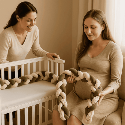 tresse-de-lit-verte-et-creme-tenue-par-femme-enceinte-dans-chambre-bebe-matin-doux