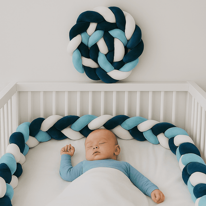 tuto tresse de lit 3m bebe dormant berceau blanc tresse bleu pastel securite nurserie douceur nidoux