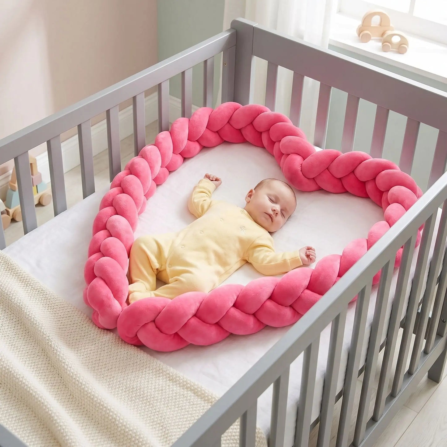 tuto-tresse-de-lit-bebe-endormi-coeur-tresse-rose-confort-berceau-chambre-berce-velours