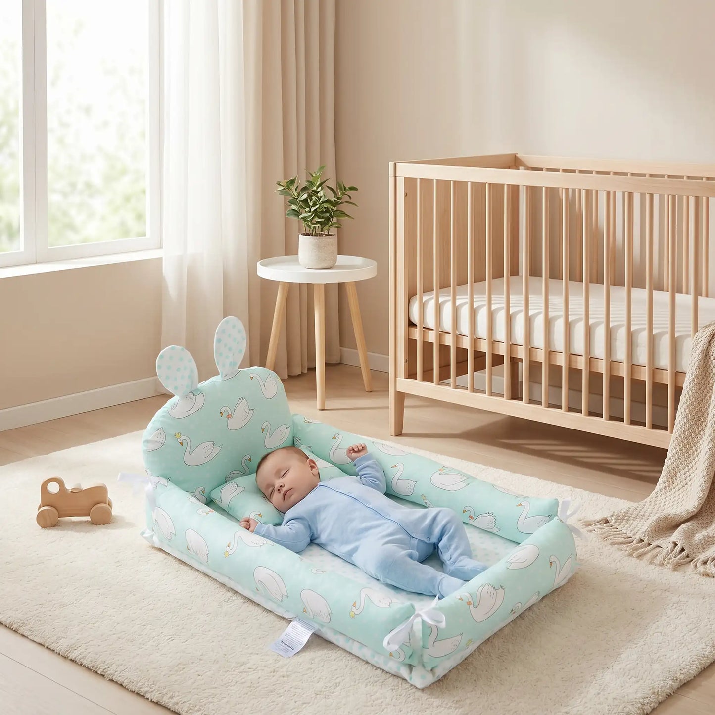vertbaudet-reducteur-de-lit-bebe-endormi-nid-motif-cygnes-chambre-douce-apaisante-cocon-precieux-nuit